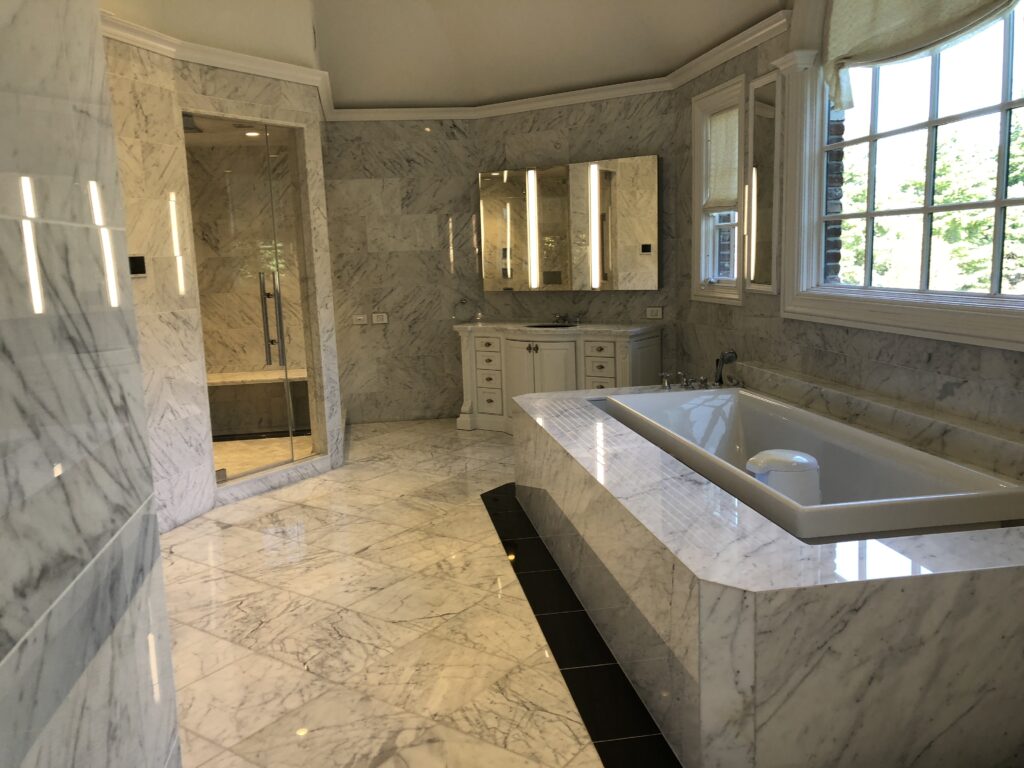 Polished marble bathroom