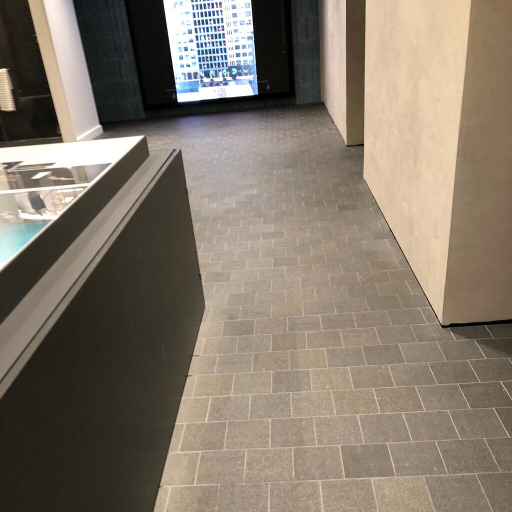 Newly redone granite flooring in a commercial building
